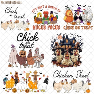 24 Chicken Halloween Png Bundle, Chick Or Treat Png, Funny Spooky Chicken Png, Trendy Halloween Shirt Design, Spooky Season Png, Pumpkin Png