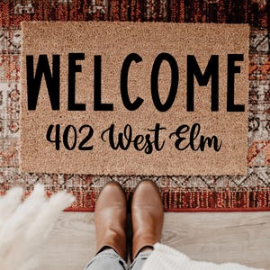 Doormat Custom Address Doormat, Street Name Doormat, Modern Address Doormat, Housewarming Gift, Welcome Doormat, Personalized Brush Doormat
