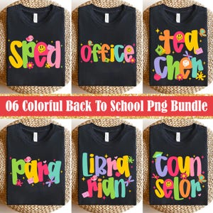 06 School Occupation Png Bundle, Preppy Back to School Png, Teacher Sped Para Counselor Png, First Day Of School, Colorful Back To School