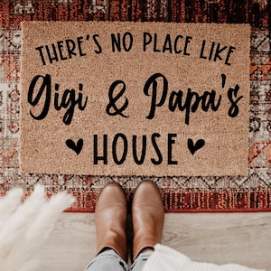 Custom Doormat There&#39;s No Place Like Grandma and Grandpa&#39;s House Grandparents Day Gift Nana Papa Door Mat Fathers Mother&#39;s Mothers Day