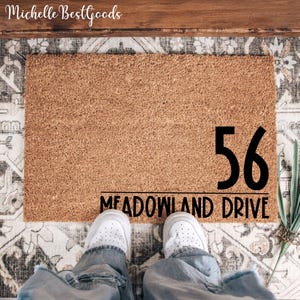 Custom Address Doormat, Personalized House Number and Street Name Welcome Mat, Custom Entryway Rug, Outdoor Porch Decor Gift
