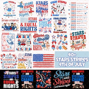 30+ Stars Stripes And Women&#39;s Rights Png Bundle, 4th of July Social Justice, Patriotic Feminist Png, Anti Trump Png, Digital File Download