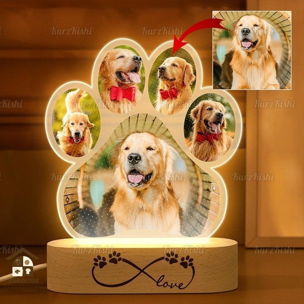 Pet Memorial Night Light, Custom Pet Plaque, Custom Pet Memorial Frame, Gifts for Pets, Cat Dog Loss Gift, Dog Cat Loss Sympathy Gift