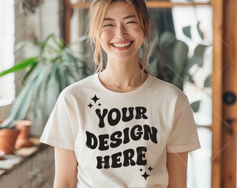 Comfort Colors C1717 Camicia avorio Mockup - T-shirt Mockup - Camicia avorio - Camicia avorio Comfort Color Mock - Modello Mock up - tshirt mockup