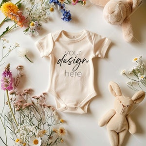 Rabbit Skins 4400 Natural Mockup - Infant Bodysuit Mock ups Natural Baby Bodysuit Mockup Bodysuit Mockup Bundle Kids Styled Photography