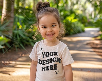 Kids Modeled T-shirt Mockup, Bella Canvas 3001T Model, 3001T Kids Natural, Toddler Tee, Child Model MockUp, Sublimation Blank Shirt Mock