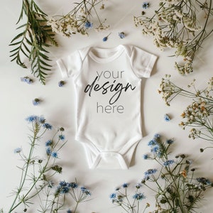 Rabbit Skins 4400 White Mockup - Infant Bodysuit Mock ups Natural Baby Bodysuit Mockup Bodysuit Mockup Bundle Kids Styled Photography
