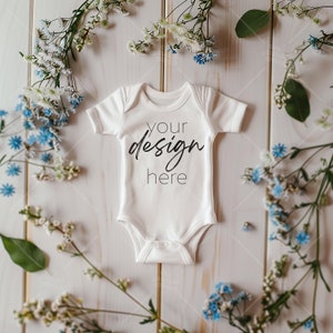 Rabbit Skins 4400 White Mockup - Infant Bodysuit Mock ups Natural Baby Bodysuit Mockup Bodysuit Mockup Bundle Kids Styled Photography