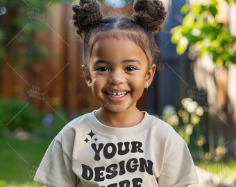 Kids Modeled T-shirt Mockup, Bella Canvas 3001T Model, 3001T Kids Natural, Toddler Tee, Child Model MockUp, Sublimation Blank Shirt Mock