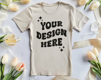 Natural Bella Canvas 3001 Flat Lay Mockup, Bella Canvas T-Shirt Mockup, Flay Bella Canvas 3001 Tshirt Mock Up, Natural Plain Mockup