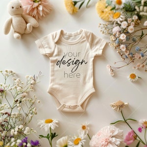Rabbit Skins 4400 Natural Mockup - Infant Bodysuit Mock ups Natural Baby Bodysuit Mockup Bodysuit Mockup Bundle Kids Styled Photography