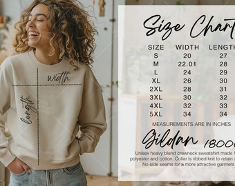 Gildan 18000 Size Chart, Sweatshirt Measurements, 18000 Size Chart, Unisex Crewneck Sweatshirt, Gildan Size Chart, Sand g18000 size chart