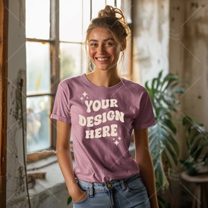 Bella & Canvas 3001 TShirt Mockup - Bella Canvas Shirt - Orchid T-shirt Mockup - Shirt Mockup - Studio Mockup - Tee Mockup - Model Mockup