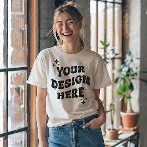 Comfort Colors C1717 Elfenbein Shirt Mockup - T-Shirt Mockup - Elfenbein Shirt - Elfenbein Comfort Color Shirt Mock - Model Mockup - Tshirt Mockup