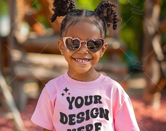 Kids Modeled T-shirt Mockup, Bella Canvas 3001T Model, 3001T Kids Pink, Toddler Tee, Child Model MockUp, Sublimation Blank Shirt Mock