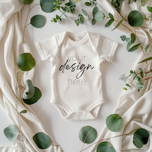 Rabbit Skins 4400 White Mockup - Infant Bodysuit Mock ups Natural Baby Bodysuit Mockup Bodysuit Mockup Bundle Kids Styled Photography