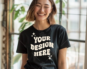 Comfort Kleuren C1717 Zwart Shirt Mockup - T-shirt Mockup - Zwart Shirt - Zwart Comfort Kleur Shirt Mock - Model Mock up - tshirt mockup