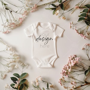 Rabbit Skins 4400 White Mockup - Infant Bodysuit Mock ups Natural Baby Bodysuit Mockup Bodysuit Mockup Bundle Kids Styled Photography