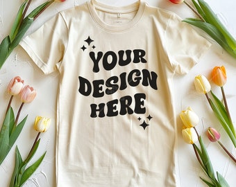 Natural Bella Canvas 3001 Flat Lay Mockup, Bella Canvas T-Shirt Mockup, Flay Bella Canvas 3001 Tshirt Mock Up, Natural Plain Mockup