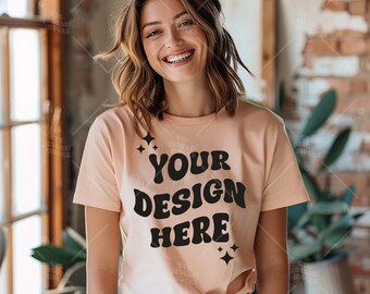 Comfort Colors C1717 Peachy Shirt Mockup - T-shirt Mockup - Peach Shirt - Peachy Comfort Color Shirt Mock - Model Mock up - tshirt mockup