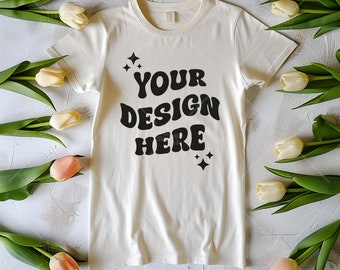 Natural Bella Canvas 3001 Flat Lay Mockup, Bella Canvas T-Shirt Mockup, Flay Bella Canvas 3001 Tshirt Mock Up, Natural Plain Mockup