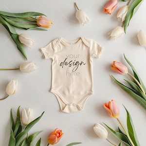 Rabbit Skins 4400 Natural Mockup - Infant Bodysuit Mock ups Natural Baby Bodysuit Mockup Bodysuit Mockup Bundle Kids Styled Photography