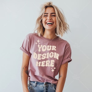 Bella & Canvas 3001 TShirt Mockup - Bella Canvas Shirt - Orchid T-shirt Mockup - Shirt Mockup - Studio Mockup - Tee Mockup - Model Mockup