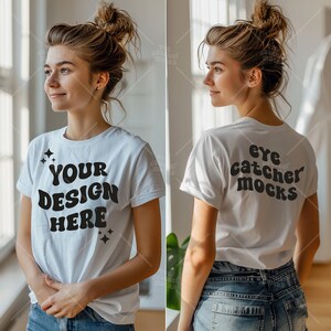 Comfort Colors C1717 White Shirt Mockup - T-shirt Mockup - White Comfort Color Shirt Mock - Model Mock up - front and back tshirt mockup