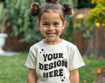 Kids Modeled T-shirt Mockup, Bella Canvas 3001T Model, 3001T Kids Natural, Toddler Tee, Child Model MockUp, Sublimation Blank Shirt Mock