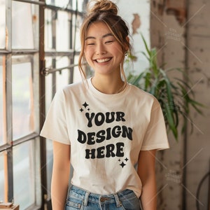Comfort Colors C1717 Elfenbein-Hemd-Mockup – T-Shirt-Mockup – Elfenbein-Hemd – Elfenbein-Comfort-Color-Hemd-Mock – Modell-Mock-up – T-Shirt-Mockup