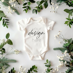 Rabbit Skins 4400 White Mockup - Infant Bodysuit Mock ups Natural Baby Bodysuit Mockup Bodysuit Mockup Bundle Kids Styled Photography