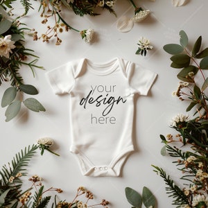 Rabbit Skins 4400 White Mockup - Infant Bodysuit Mock ups Natural Baby Bodysuit Mockup Bodysuit Mockup Bundle Kids Styled Photography