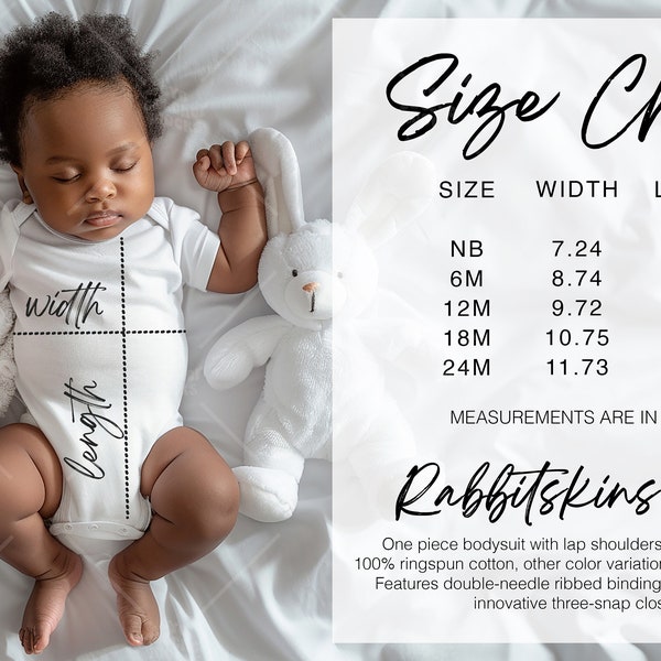 4400 SIZE CHART, Rabbit Skins 4400 Size Chart, Size Chart Rabbit Skins 4400, Size Chart 4400, Infant Size Chart, Infant Onesie Mockup