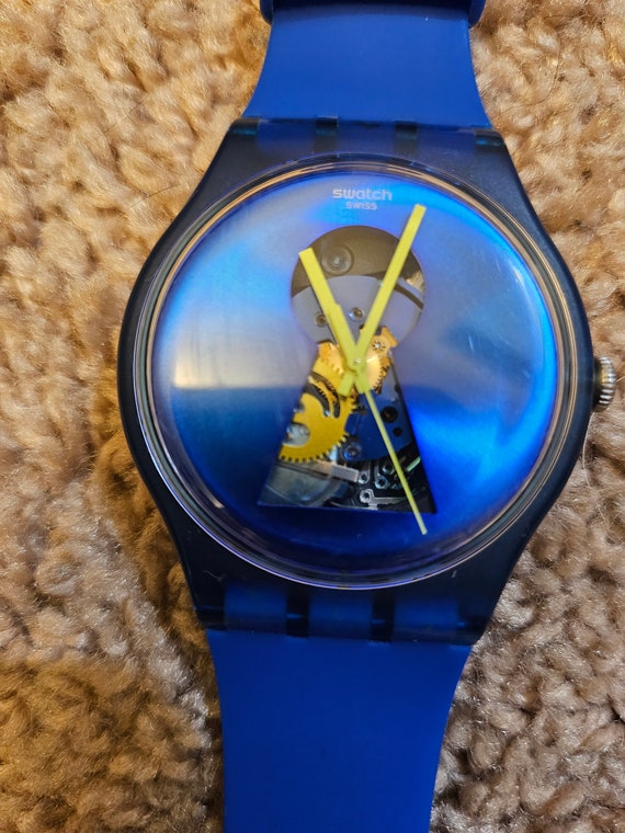 2012 All Blue Swatch Watch, Key Hole Face, Pre-Ow… - image 3