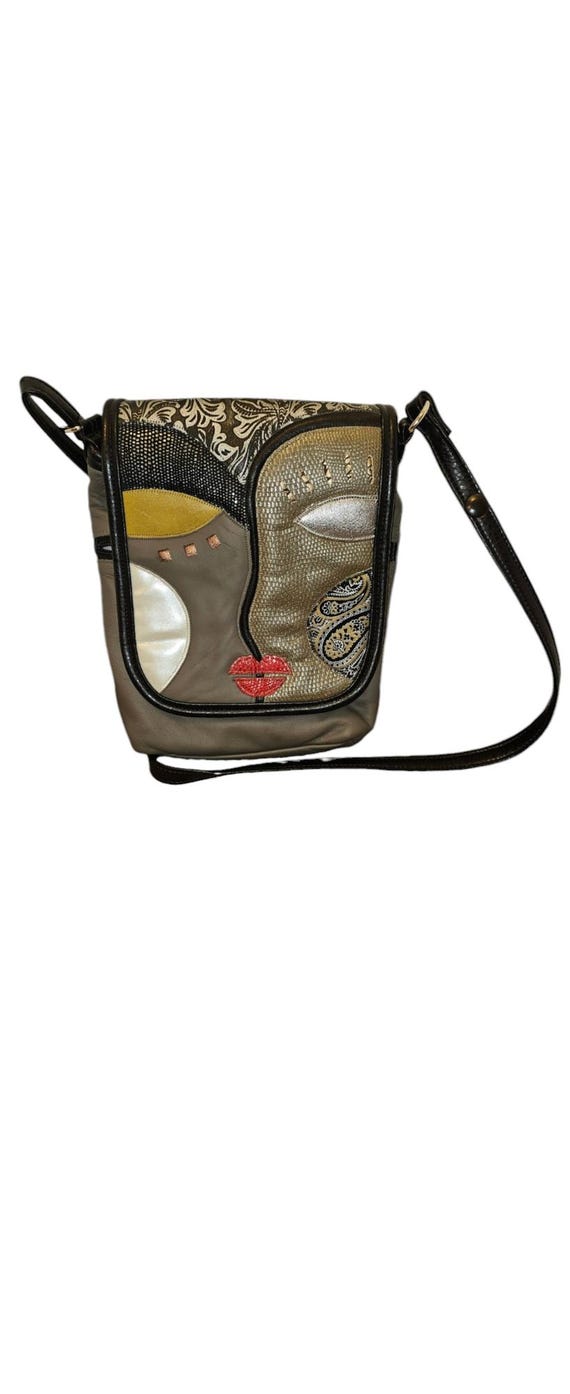 Carson Rogers Abstract Face Leather Shoulder Bag - image 2