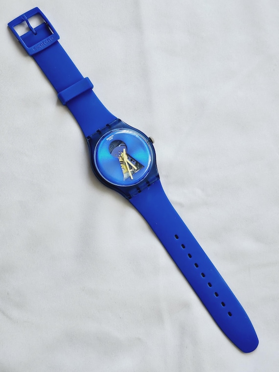 2012 All Blue Mens Swatch Watch Key Hole Face Pre owned Great Condition Excellent Gift New Battery Etsy Canada