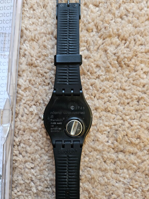 2012 Swatch Watch with Case, All Black  with Tran… - image 6