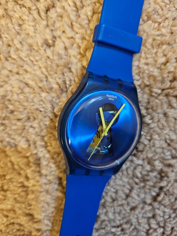 2012 All Blue Swatch Watch, Key Hole Face, Pre-Ow… - image 4