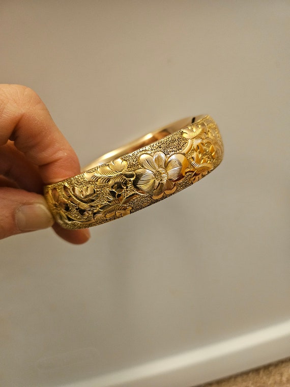 Gorgeous Antique MH & co Ornate Gold Plated Bracel