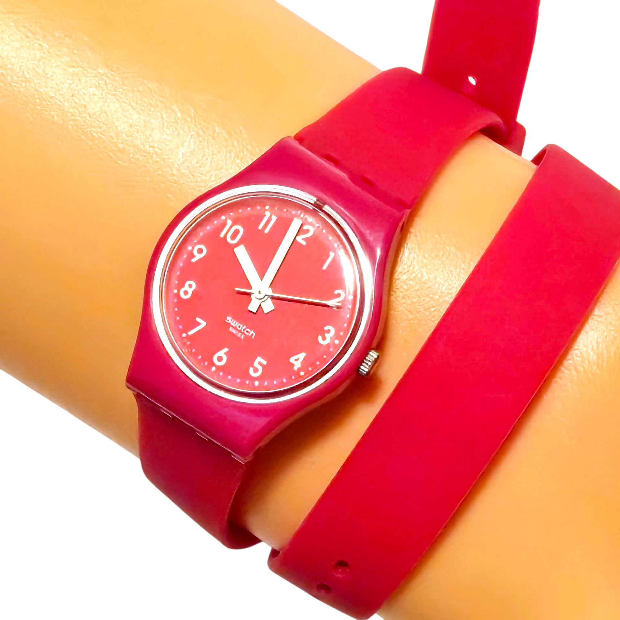 swatch ビンテージ　まとめて Early 2000s Vintage Hot Pink Womens Long Band Swatch Watch, Like