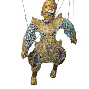 15&quot;  Warrior Burmese Marionette, Asian Puppet, Vintage,  Excellent Condition!
