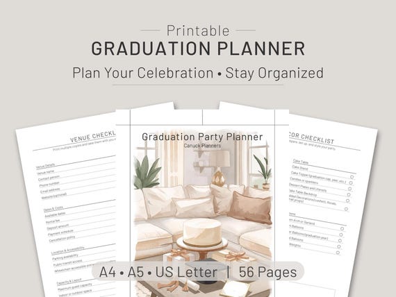Graduation Party Checklist Printable, Grad Party Planning Guide PDF, Graduation Event Organizer, US Letter Planner Download