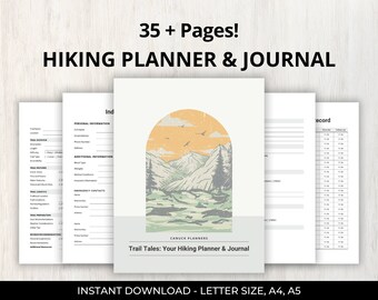 Hiking Planner and Journal, Trail Log, Printable organizer, Goal Tracker, Day Hiker, Trail Planning, Vintage Aesthetic