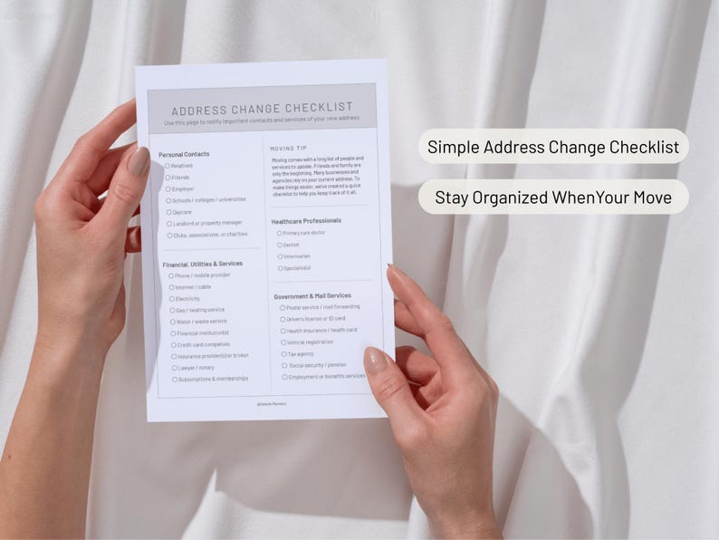 Address Change Checklist Printable, Moving Planner Page, Relocation ...