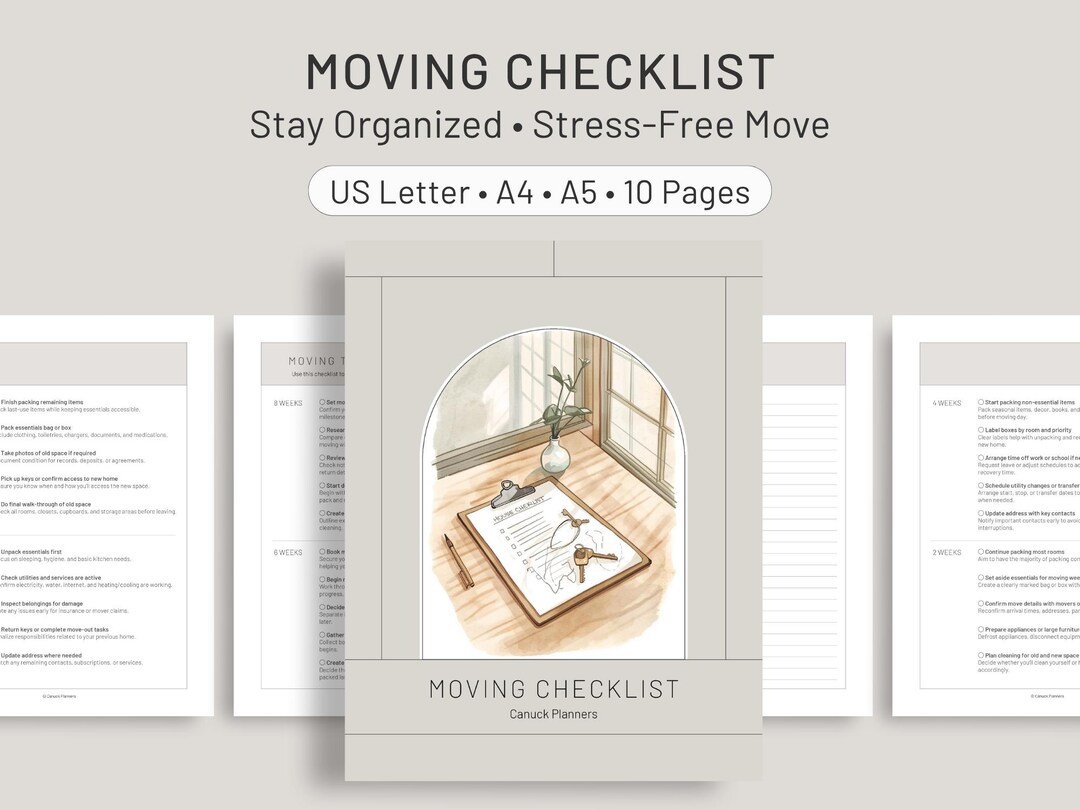 Moving Checklist Printable PDF, Packing Checklist & House Move Timeline ...
