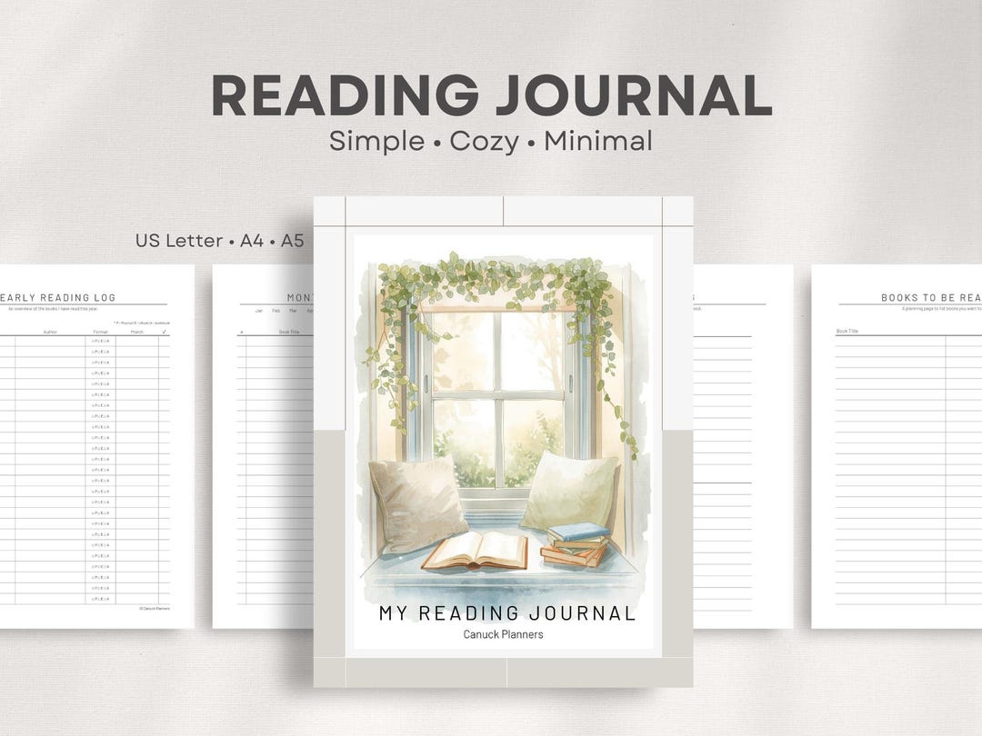 Cozy Reading Journal Printable – Book Lover Planner (US Letter A4 A5 ...