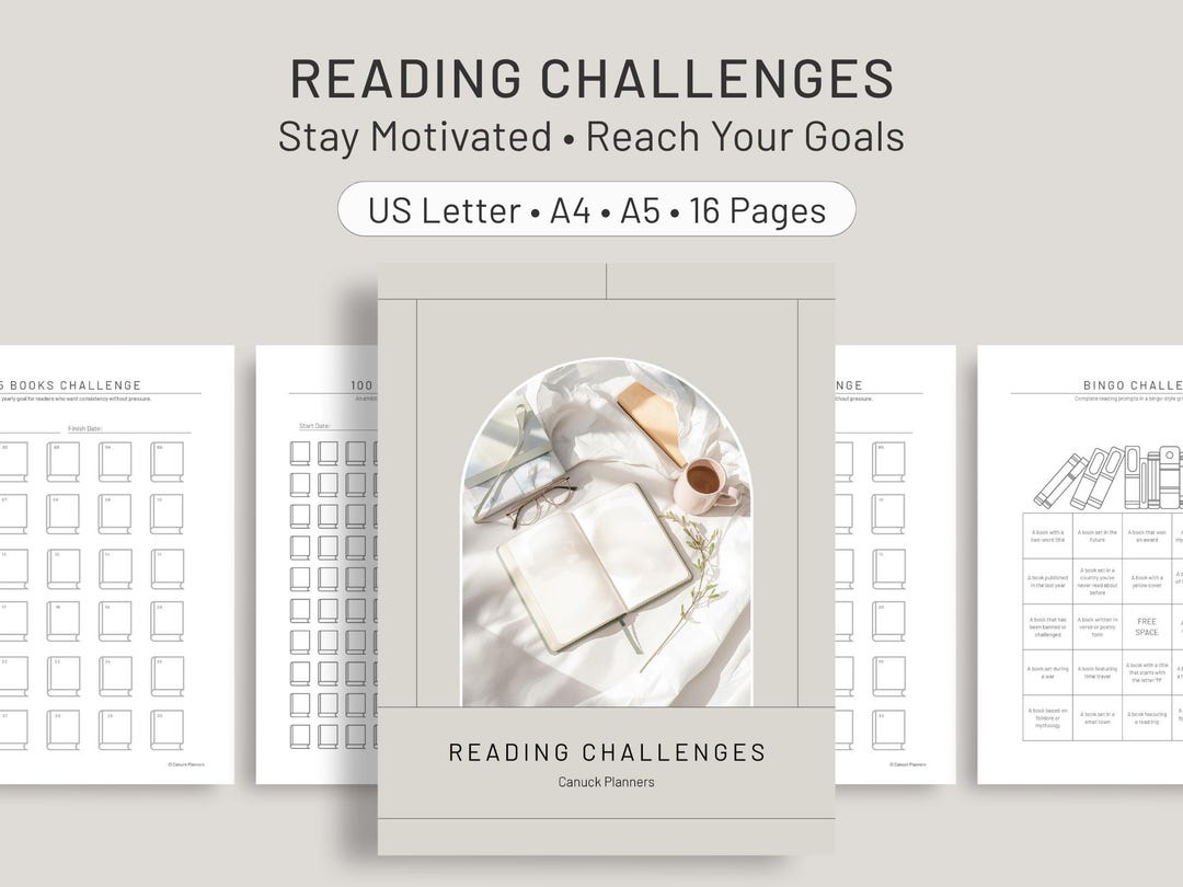 Book Challenge Printable | Reading Goal Tracker PDF | A–Z, Monthly & 25 ...