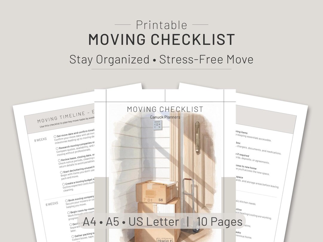 Minimal Moving Planner PDF, Simple Moving Checklist for Downsizing ...
