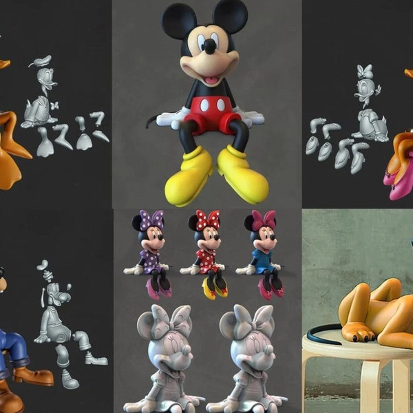 Cartoon Charaktere 3D STL Pack Getrennte Teile einfach zu montieren und zu drucken