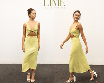 Twist Cut-out Dress Digital Pattern Pdf With Tutorial Size 8/36 - Etsy